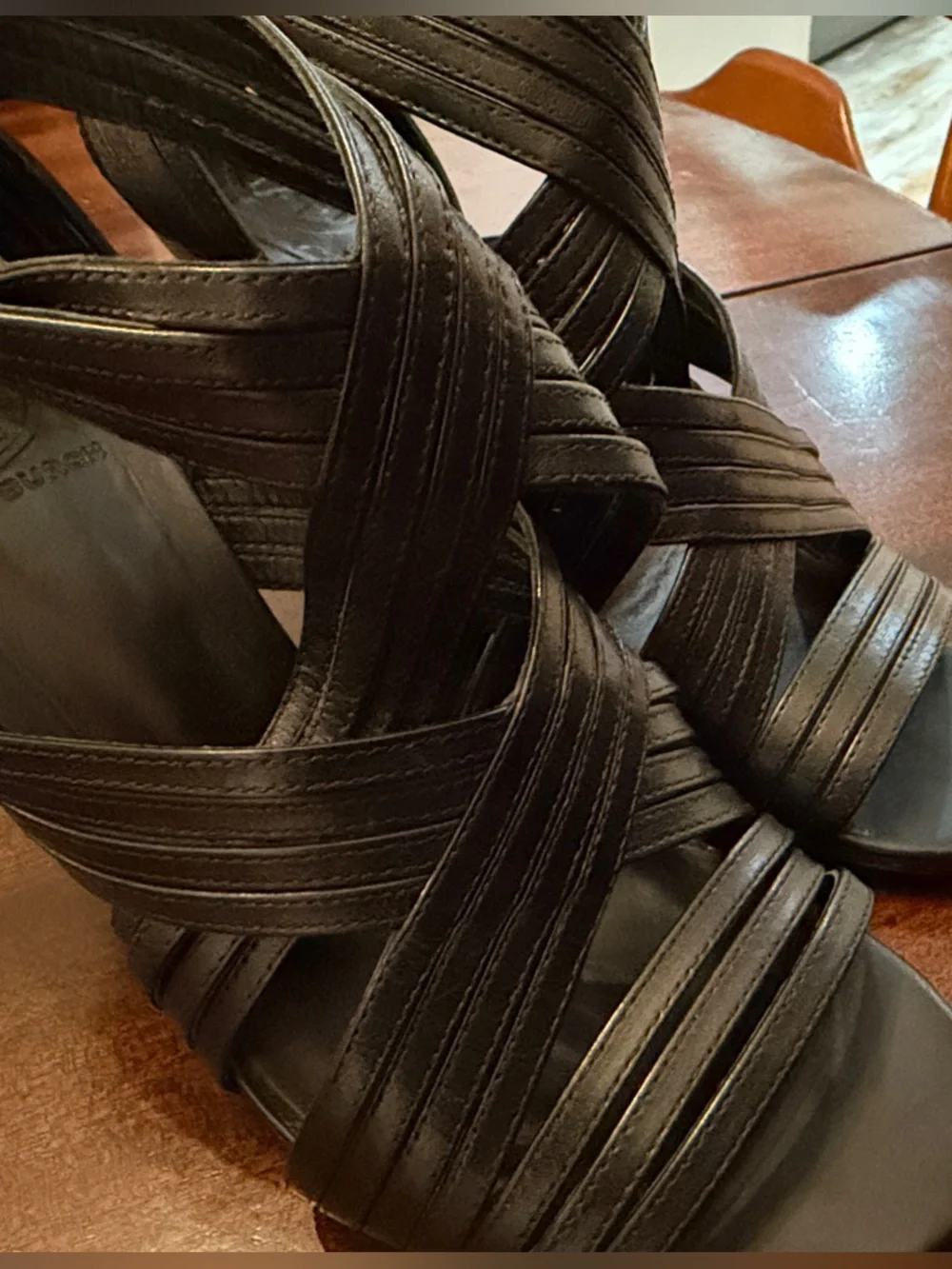 Tory Burch Black Leather Caged 